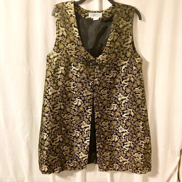 The Planet M Elegant Chinese Vest with Golden Dragon Embroidery - Picture 4 of 9